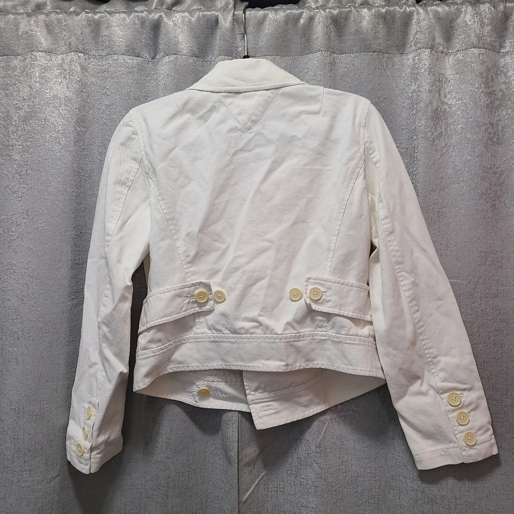 Y2k Vtg Tommy Hilfiger Women's Off-White Jean Jacket M - Picture 12 of 15
